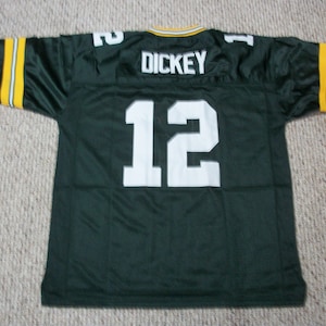 LYNN DICKEY Niet-ondertekende, op maat genaaide nieuwe voetbal Green Bay-jersey, maten S-3XL
