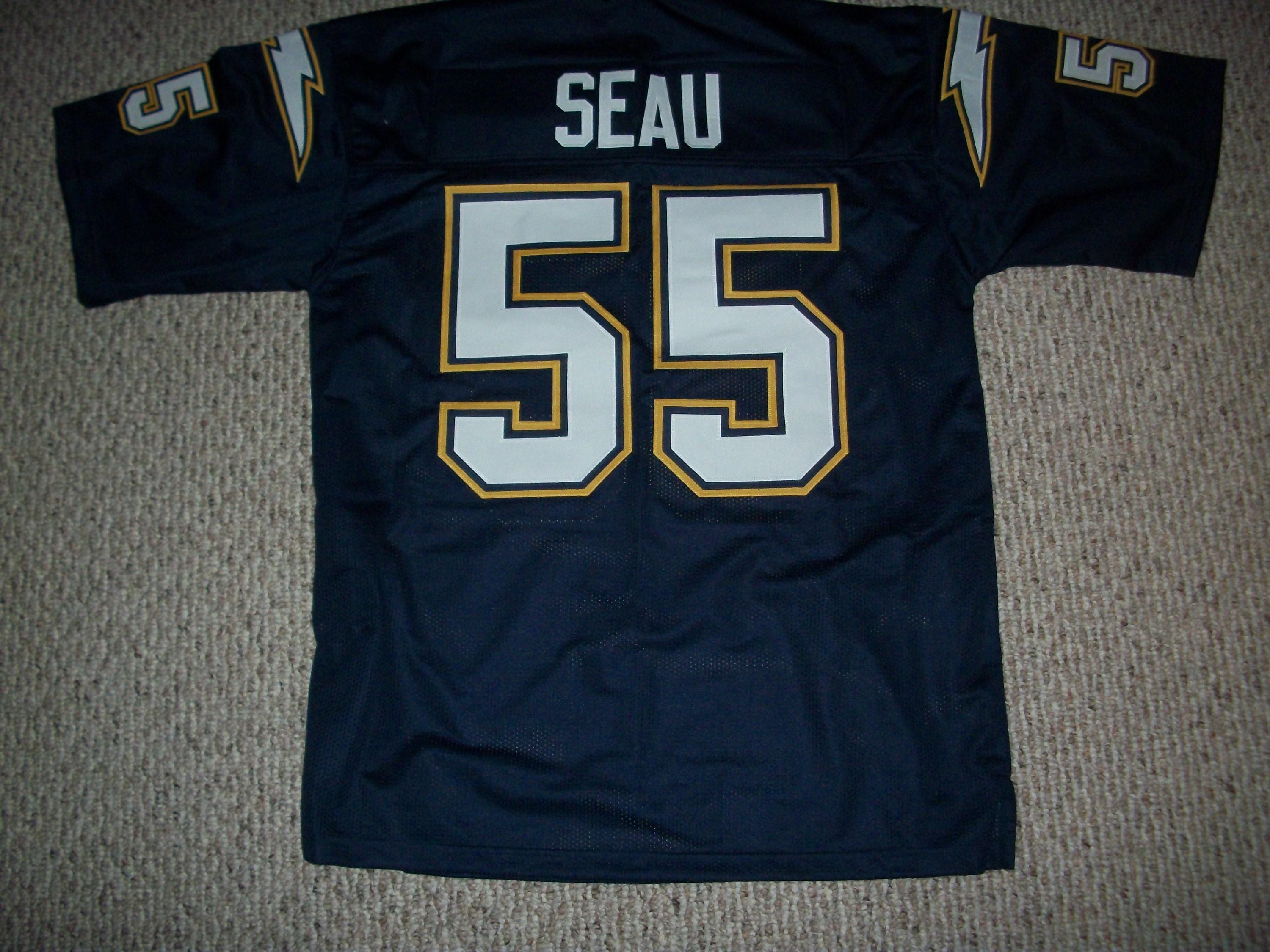 JUNIOR SEAU Unsigned Custom San Diego Dark Blue Sewn New Football