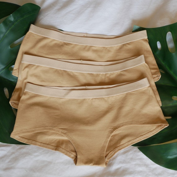 Womens Briefs Organic Cotton Knickers Comfortable Knickers Almond light  Nude Boy Shorts Pack of 3 -  Canada