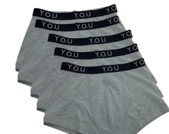 Pack of 5 Men's Organic Cotton Boxers in Light Grey - Sustainable Underwear