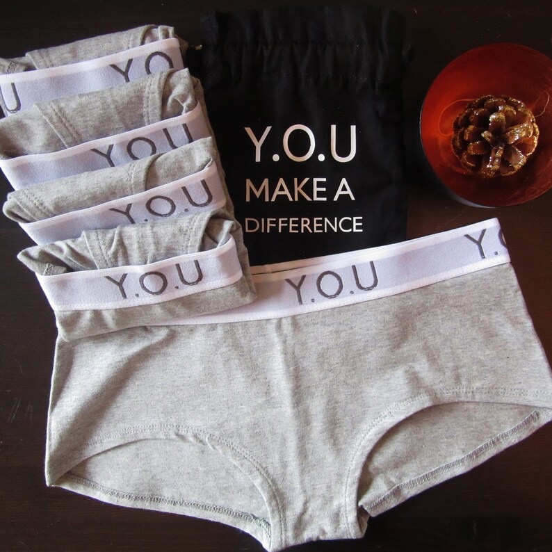 Women's organic cotton boy shorts with Y.O.U branded Etsy