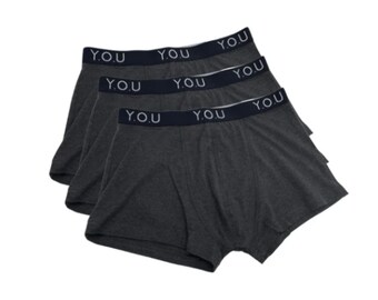 Pack of 3 Men's Organic Cotton Boxers in Dark Grey - Sustainable Underwear