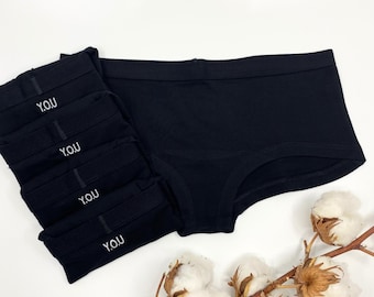 5-pack svarta boyshorts i ekologisk bomull - Hållbara damunderkläder