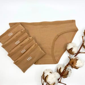 Pack of 5 Organic Cotton Knickers - Sustainable Almond Bikini Underwear