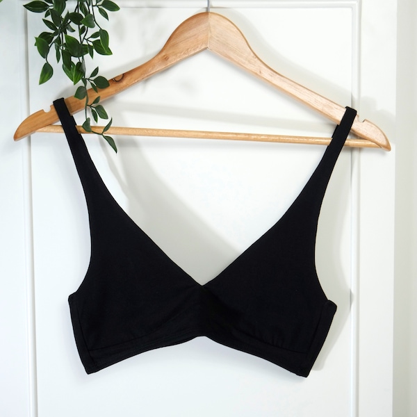 Sustainable Cotton Bralette - Black - Organic Cotton