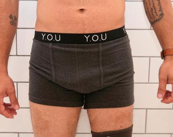 Sustainable Men's Mid-length style Cotton Boxers in Charcoal Grey - Eco-Friendly Underwear