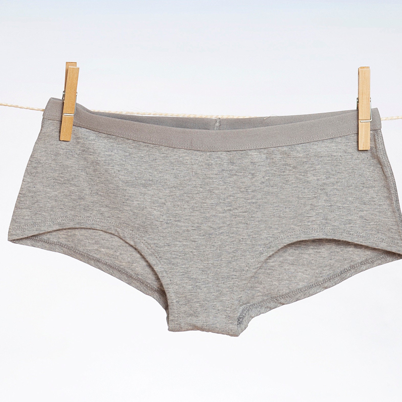 Women's organic cotton boy shorts in light grey pack of Etsy