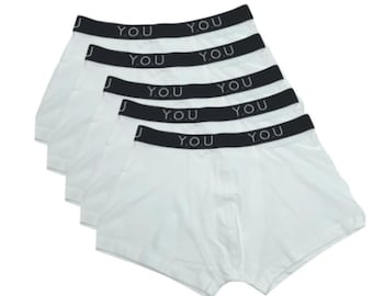 Pack of 5 Men's Organic Cotton Boxers in White - Sustainable Underwear
