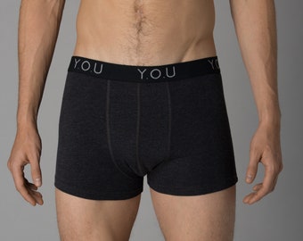 Sustainable Men's Dark Grey Cotton Boxers - Eco-Friendly Underwear
