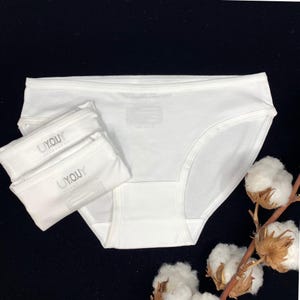 Pack of 3 Organic Cotton Knickers - Sustainable White Bikini Underwear