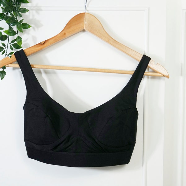 Sustainable Cotton More Supportive Bra  - Black - Organic Cotton