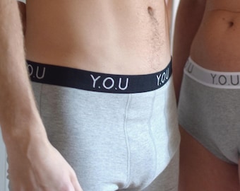 Sustainable Men's Light Grey Cotton Boxers - Eco-Friendly Underwear