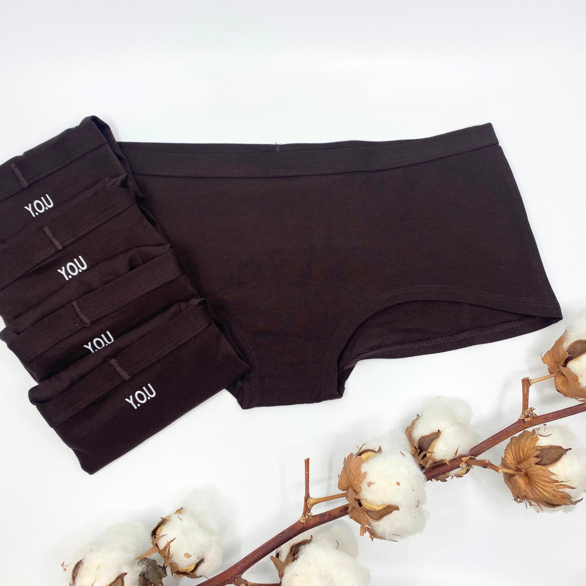 Pack of 5 Organic Cotton Cocoa Boy Shorts - Sustainable Women's Underwear