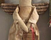 Angel Kitty Hanger Primitive Folk Art Christmas Winter Decoration Hand Made Hand Painted