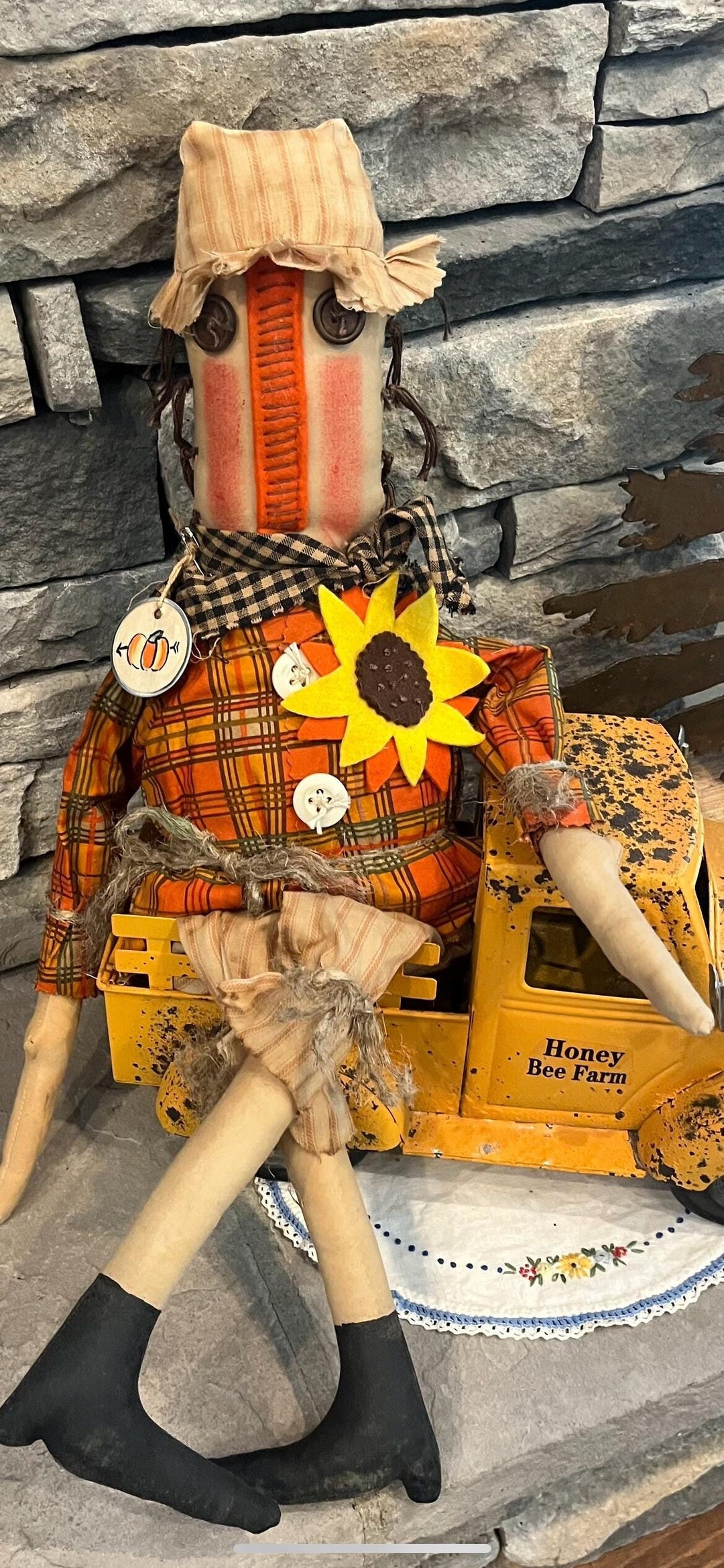 Scarecrow Primitive Folk Art Rustic Halloween Decoration Hand Made Hand ...