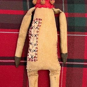 Santa’s Reindeer Primitive Hanger Folk Art Rustic Christmas Decoration Hand Made Hand Painted