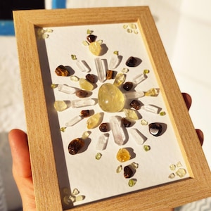 Healing Gemstone Crystal Mandala Abounding Career Wealth Confidence Manifestation Energy Positive Mind Framed Artwork Decorative Art Gift