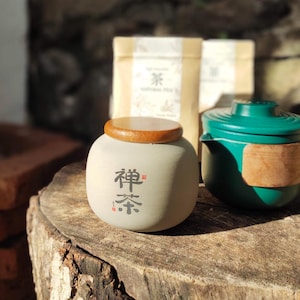 Handmade Crude Pottery Tea Container Chinese Gongfu Tea Storage Jar &quot;Zen Tea&quot; Handcrafted Kitchen Storage Gift Idea Tea Lover