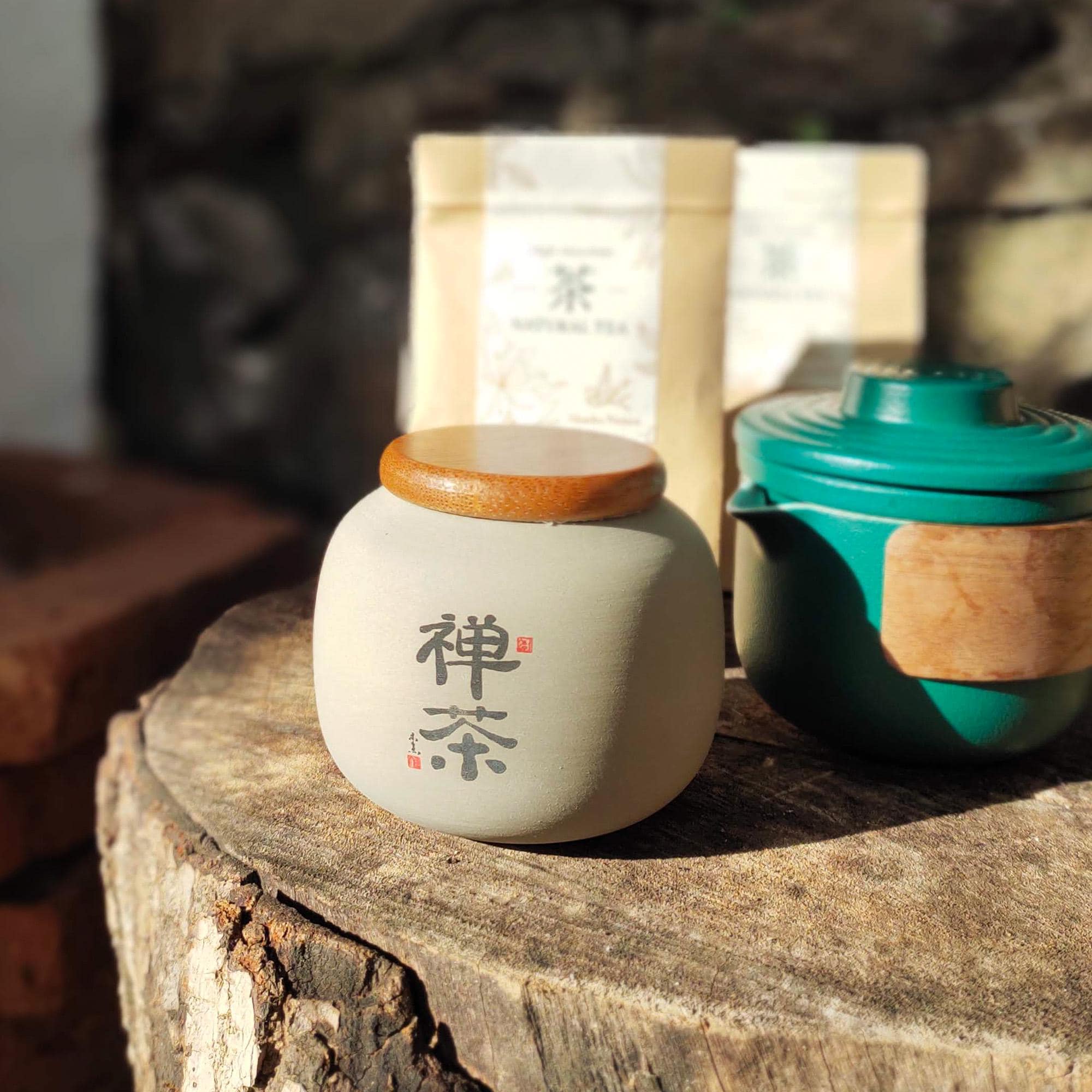 Handmade Crude Pottery Tea Container Chinese Gongfu Tea Storage Jar "Zen Tea" Handcrafted Kitchen Storage Gift Idea Tea Lover