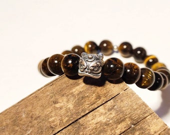 Braccile Con Perline In Occhio Di Tigre ROSTIVO Da 8 Mm: Energia E Stile Unisex Per Un Look Spirituale E Alla Moda.