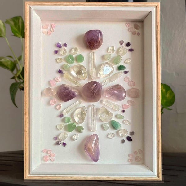 Customized Birth Date Healing Gemstone Crystal Mandala Balance Energy Stones Birth Chart Personalized Framed Artwork Decorative Art Gift