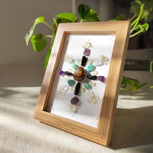 Healing Gemstone Crystal Mandala Expanding Career Energy Manifestation Protect and Remove Negative Energy Framed Artwork Decorative Art Gift