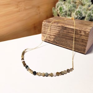 Green Garnet, Agate, Moonstone Gemstone Choker Necklace 18K Gold Plated Accessories Colorful Jewelry Crystal Natural Stone Gift for Her