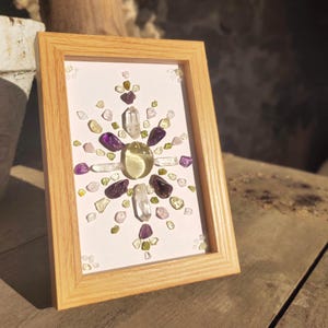 Crystal Mandala Healing Gemstone Inner Abundance Joy Energy Manifestation Improve Spirituality Thinking Framed Artwork Decorative Art Gift