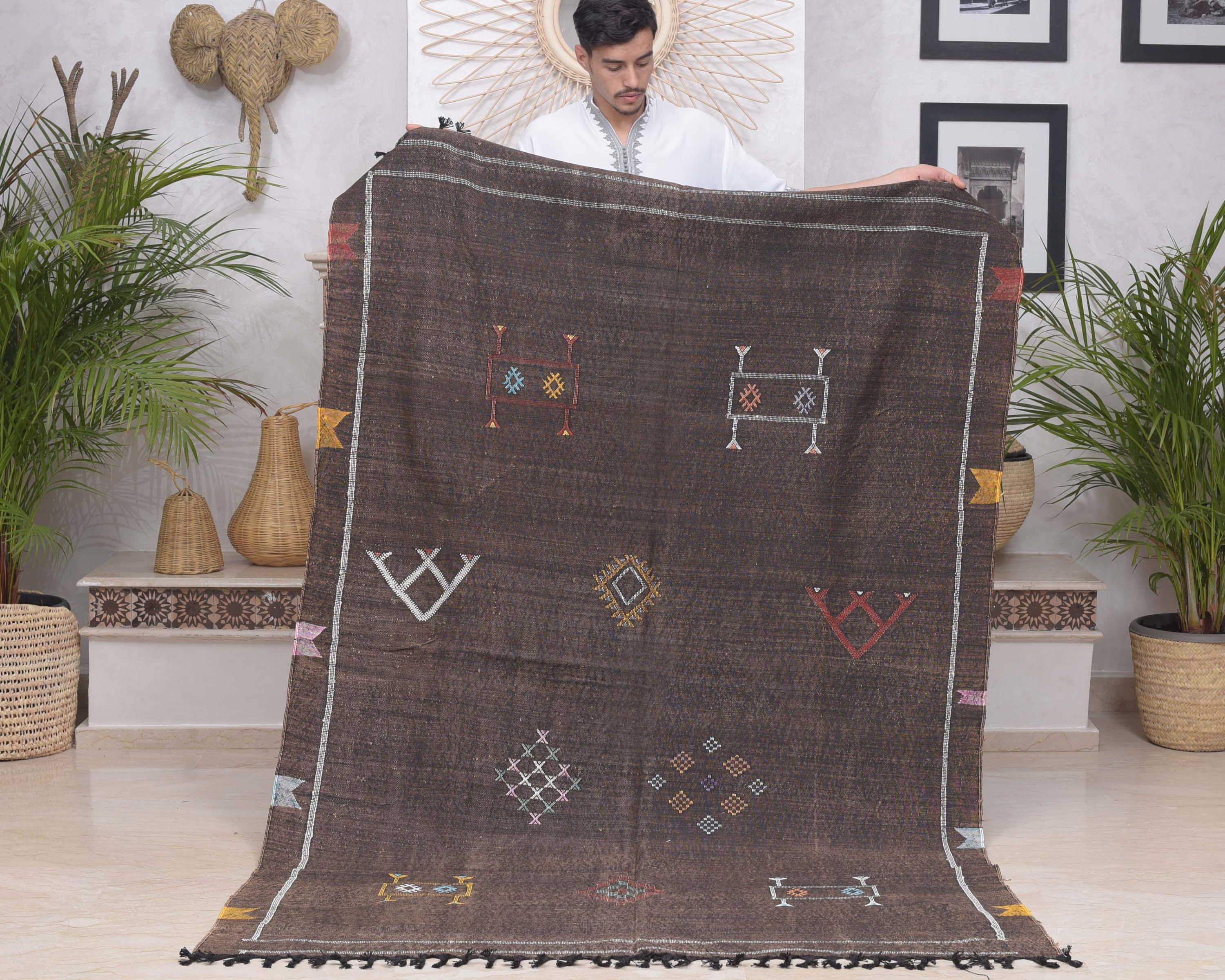 Moroccan Cactus Silk Rug Brown Morccan Silk Rug Washed Rug Etsy