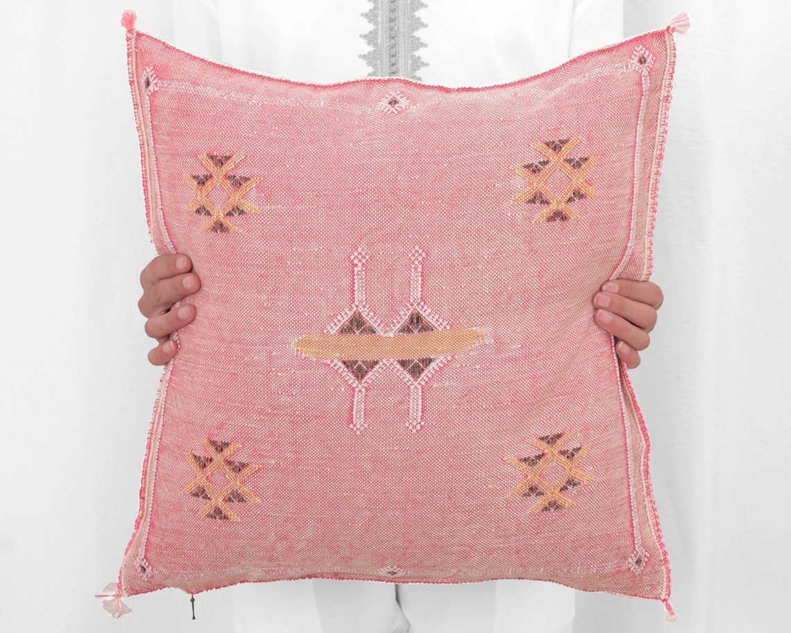 Moroccan Silk Cushion Pink Moroccan Pillow Case 20x20 Berber Etsy