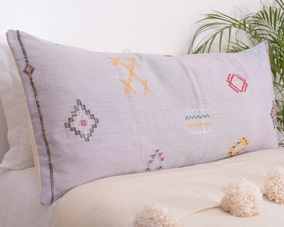 Large Pillow Lumbar Sabra Silk Cushion Lilac Sabra Silk Lumbar