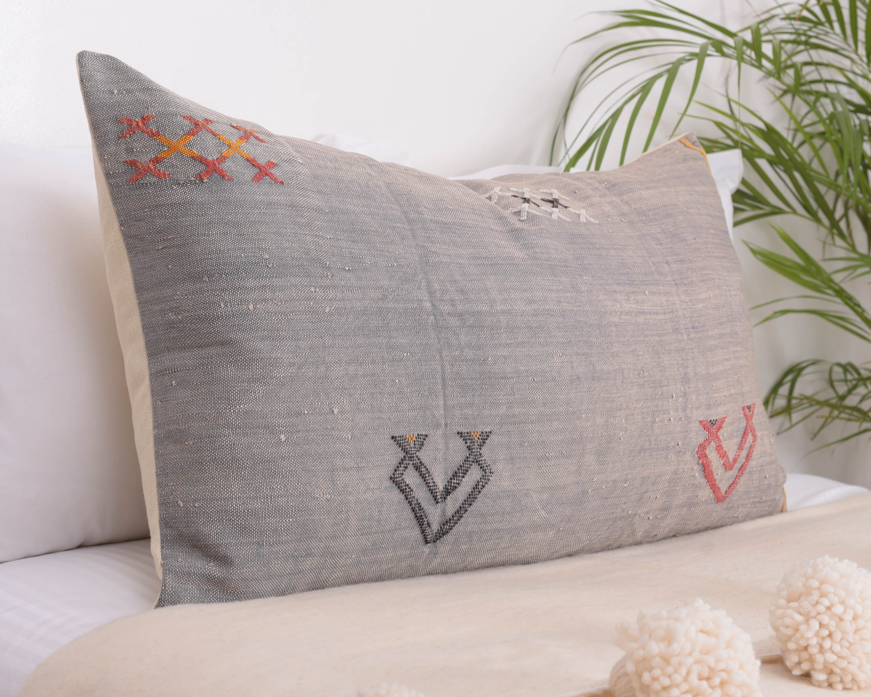 Extra Large Lumbar Pillow Moroccan Decorative Lumbar Gray Etsy