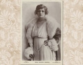 Actress Gladys Cooper In a beautiful dress and a coat with fluffy fur collar - UNUSED Original Edwardian postcard from the early 1900 39 s.