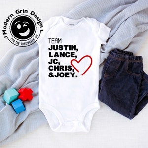 Team NSYNC Onesie® or T-shirt, 90&#39;s Music Onesie® or T-shirt, Funny Baby Onesie® or T-shirt