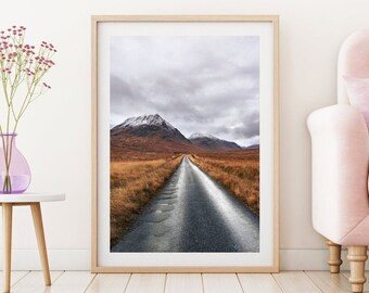 Glen Etive Road Mountain Print.  Scotland Photography Wall Art