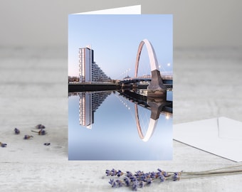 Glasgow card, greetings cards, photography prints.  The River Clyde, A6 blank card, The Finnieston Bridge, Glasgow print, photography art.