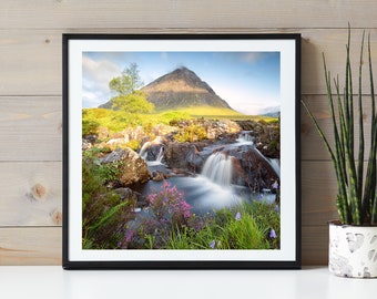 Glencoe, waterfall print, mountain photography, Scottish photography.  Scotland print