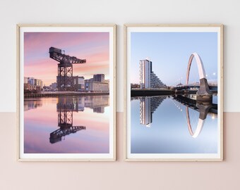 Set of Two Glasgow Prints, The River Clyde, Duo Wall Art, Glasgow Photography