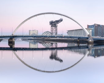 The River Clyde, Glasgow Photography Print of The Clyde Arc and Finnieston Crane