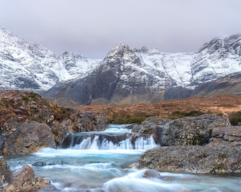 The Fairy Pools, Isle of Skye in Scotland. Scottish Highland, waterfall print.