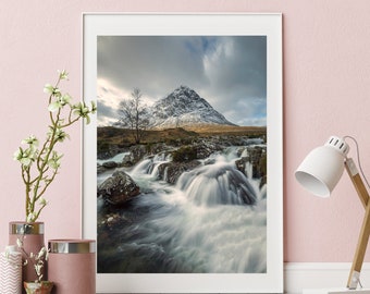 Glen Etive, Glencoe Print, Waterfall Wall Art, Scottish landscapes, Scotland Photography Prints, Mountain Print