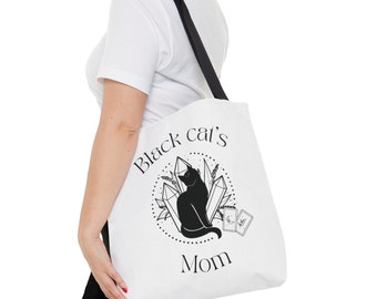 Witchy vibe Tote Bag (AOP) for black Cat Lover