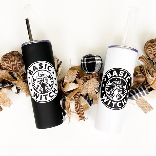 Basic witch tumbler, Fall tumbler, basic witch Halloween tumbler, Halloween tumblers with straw, Halloween cup, witch tumbler