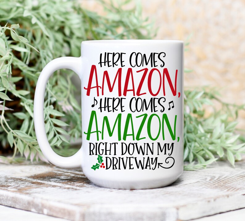 Here comes Amazon mug Christmas mug Christmas gift holiday Etsy