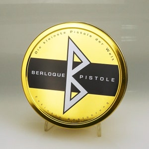 Nuova custodia in latta giocattolo per orologio con catena portachiavi in miniatura Berloque in ORO Prodotto in Austria
