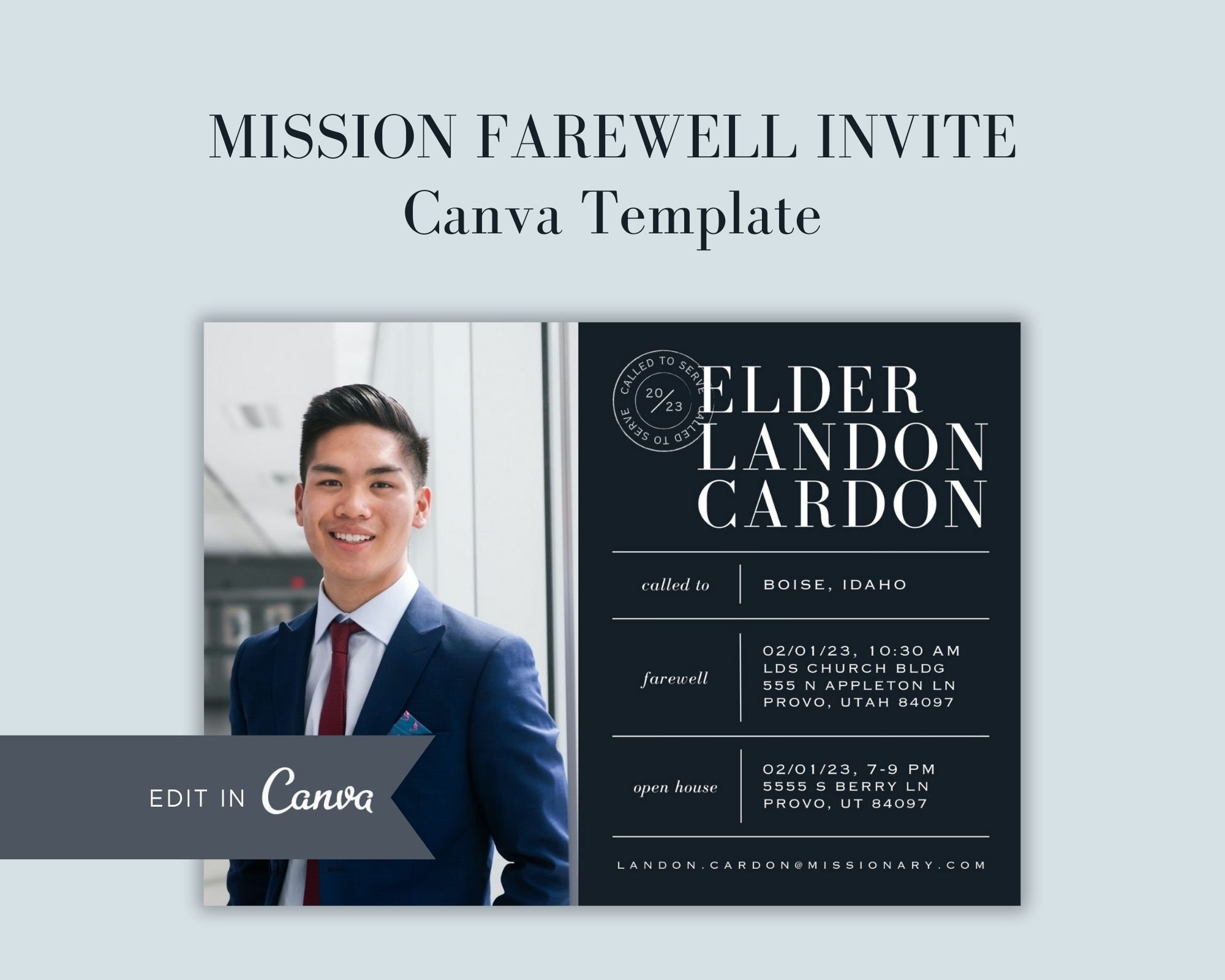 LDS Missionary Farewell Invitation, Missionary Farewell Invitation, Missionary Announcement, Farewell Invite, Missionary Invite, LDS Mission