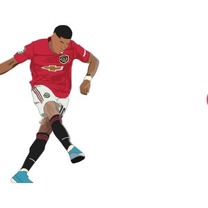 Marcus Rashford Art Print, Manchester United Poster, Man United Art, Marcus Rashford Poster, Manchester UK