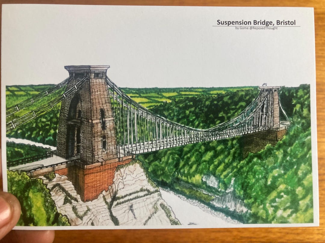 A6 Bristol Clifton Suspension Bridge Hand-drawn Postcard - Etsy