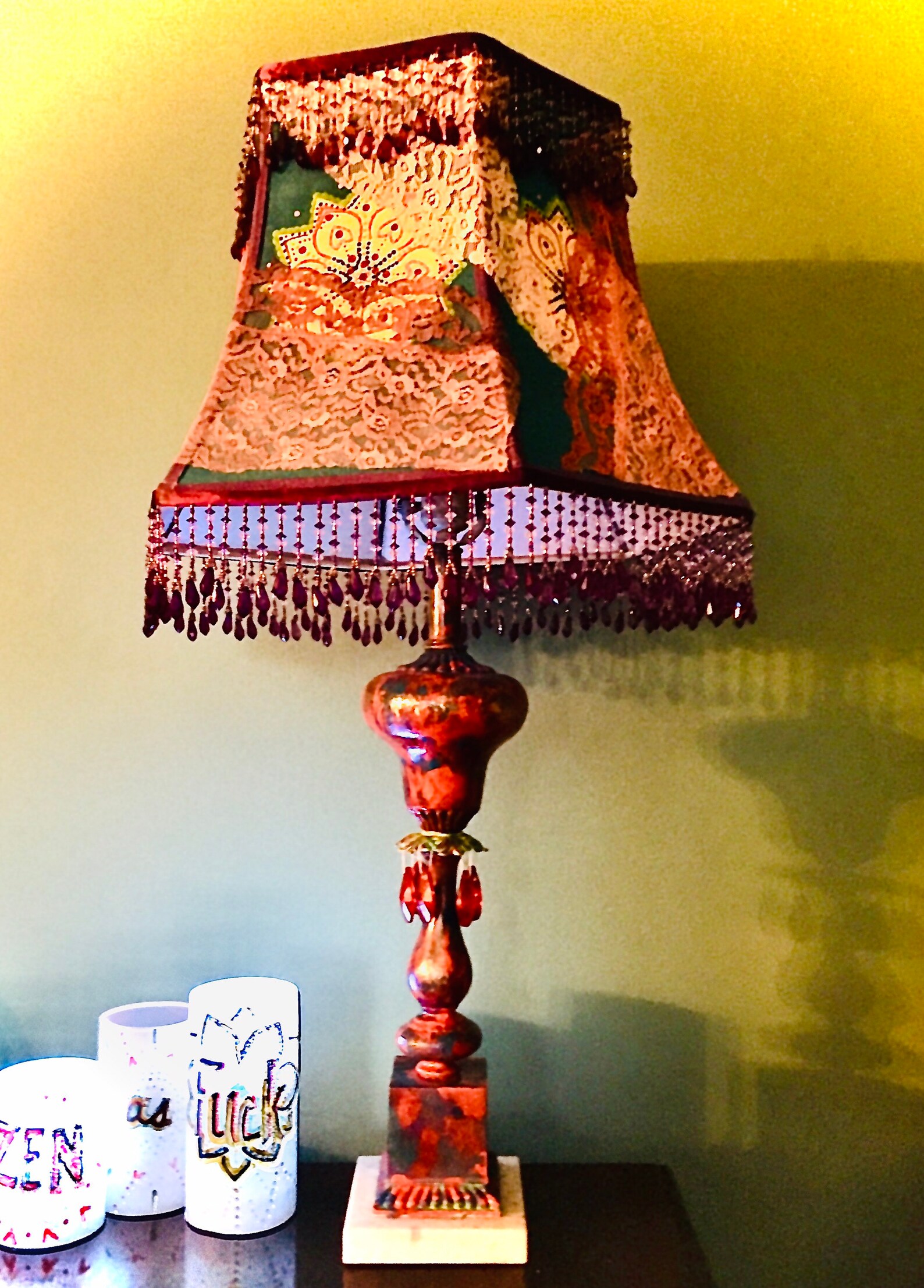 OOAK Gypsy Boho Upcycled Antique Lamp With Shade Etsy