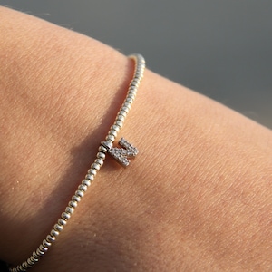 Pulsera 1 letra plata-zirconia